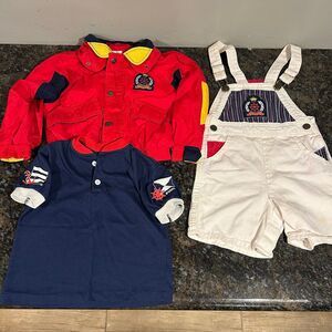 Vintage Osh Kosh Club Commodore Overalls Jacket Shirt Lot Boys 3T 90s